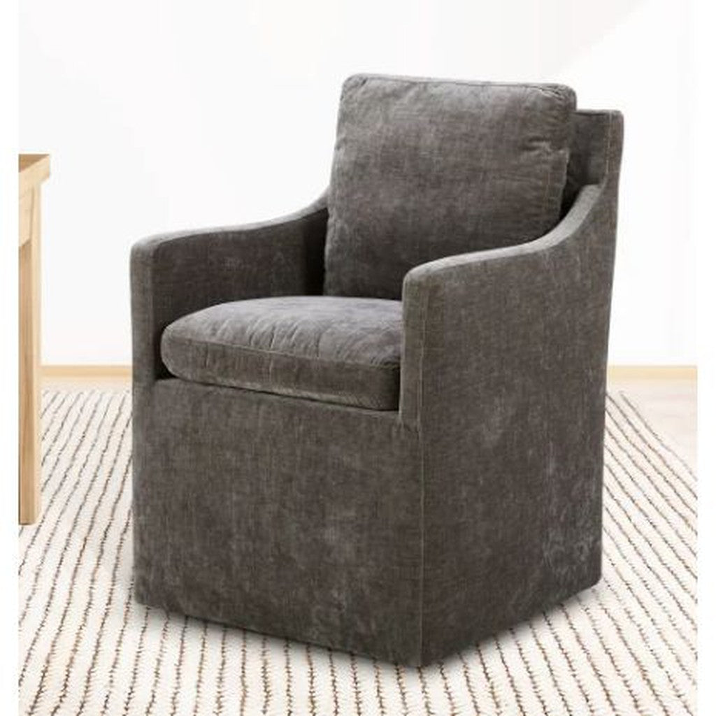 Aiden Ivy Contessa Fabric Dining Armchair with Casters Dark Grey