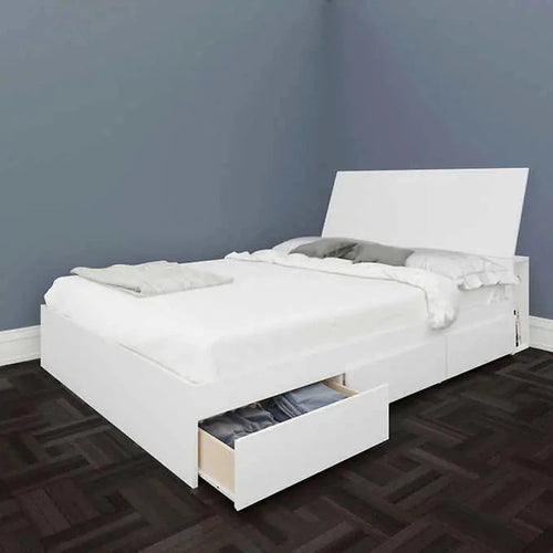Blvd Modern Double Bed with Storage White