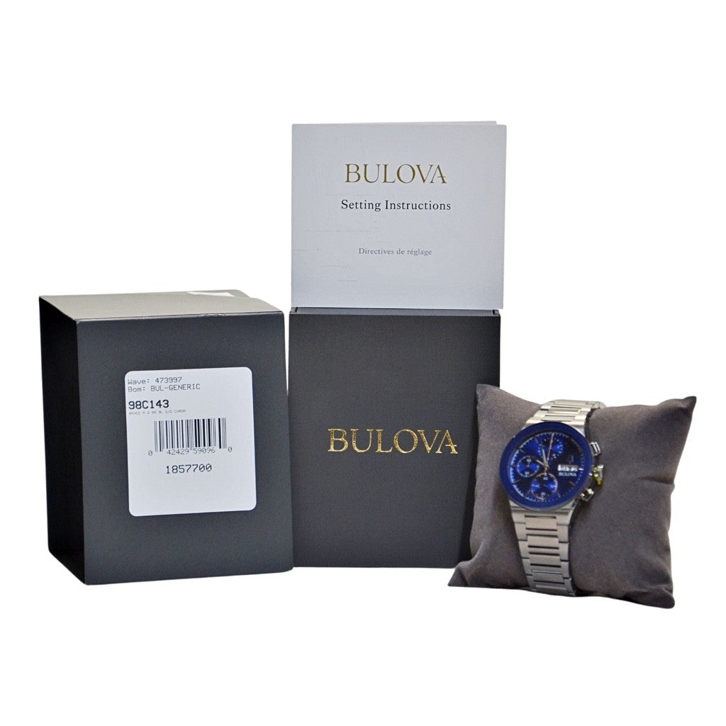Bulova Cronografo Uomo 98C143 | Quarzo, Cinturino In Acciaio, Quadrante Blu | Cassa 41mm, Impermeabile 3 Bar