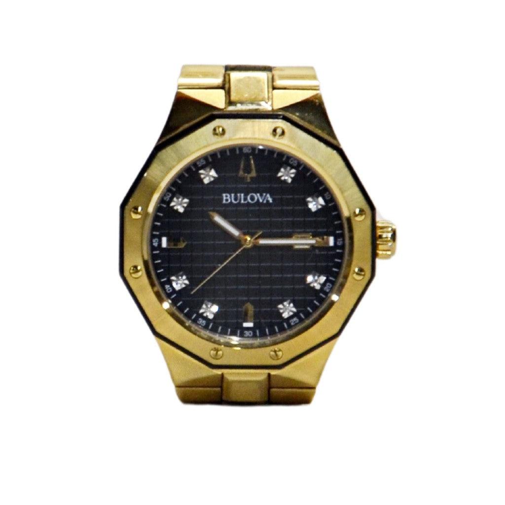 Bulova Mens Diamond high quality Gold Watch 98D182