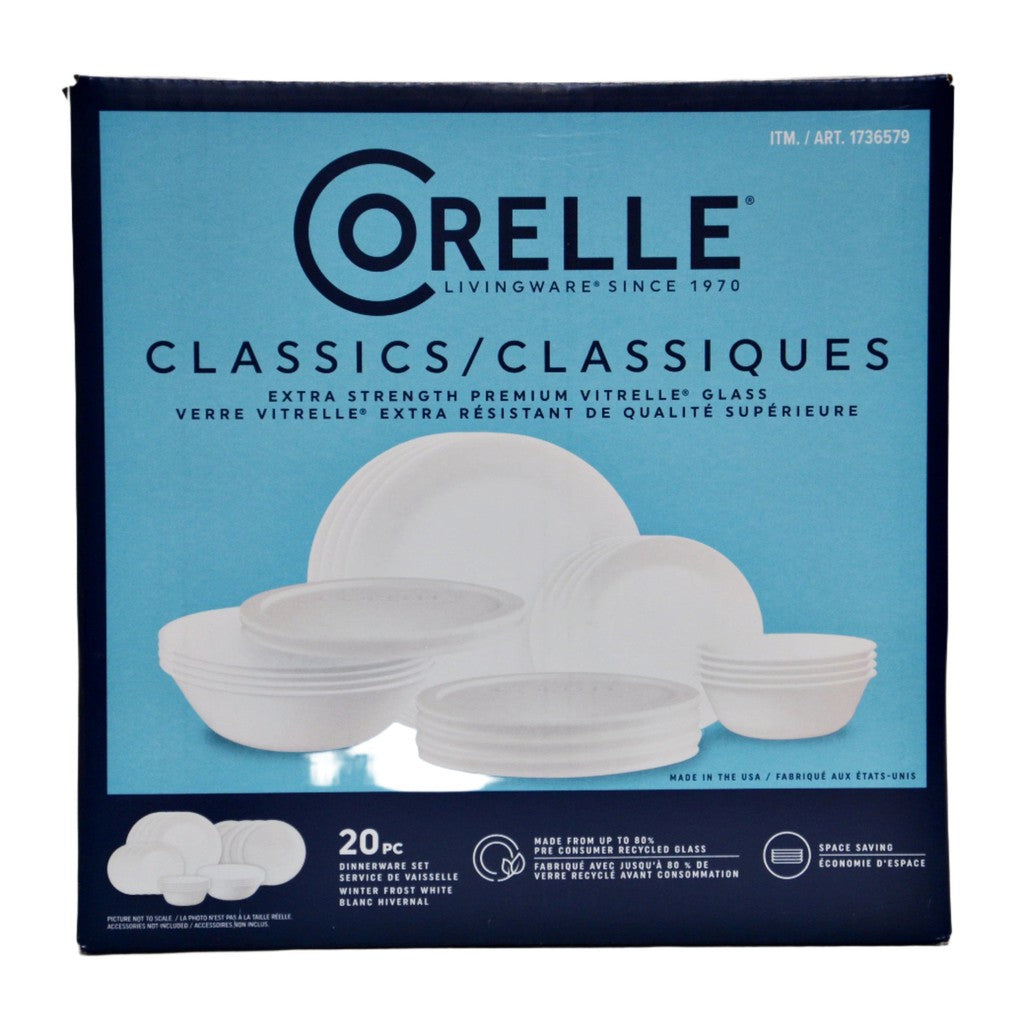 Corelle Livingware Classics 20 pc Dinnerware Set Winter Frost
