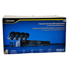 Load image into Gallery viewer, Defender 8 CH H.264 DVR Security System 4 Hi-Res CCD Night Vision Cameras

