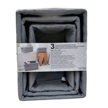 Load image into Gallery viewer, Faux Wicker Bins in Herringbone Weave 3 Pieces Grey
