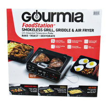 Load image into Gallery viewer, Gourmia FoodStation Smokeless Grill Griddle &amp; Air Fryer
