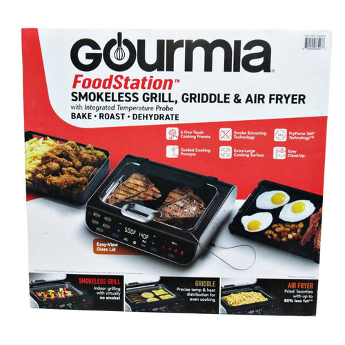 Gourmia FoodStation Smokeless Grill Griddle & Air Fryer