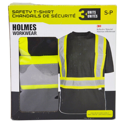 Holmes Workwear Men's Safety T-Shirt 3 pack Black - Small