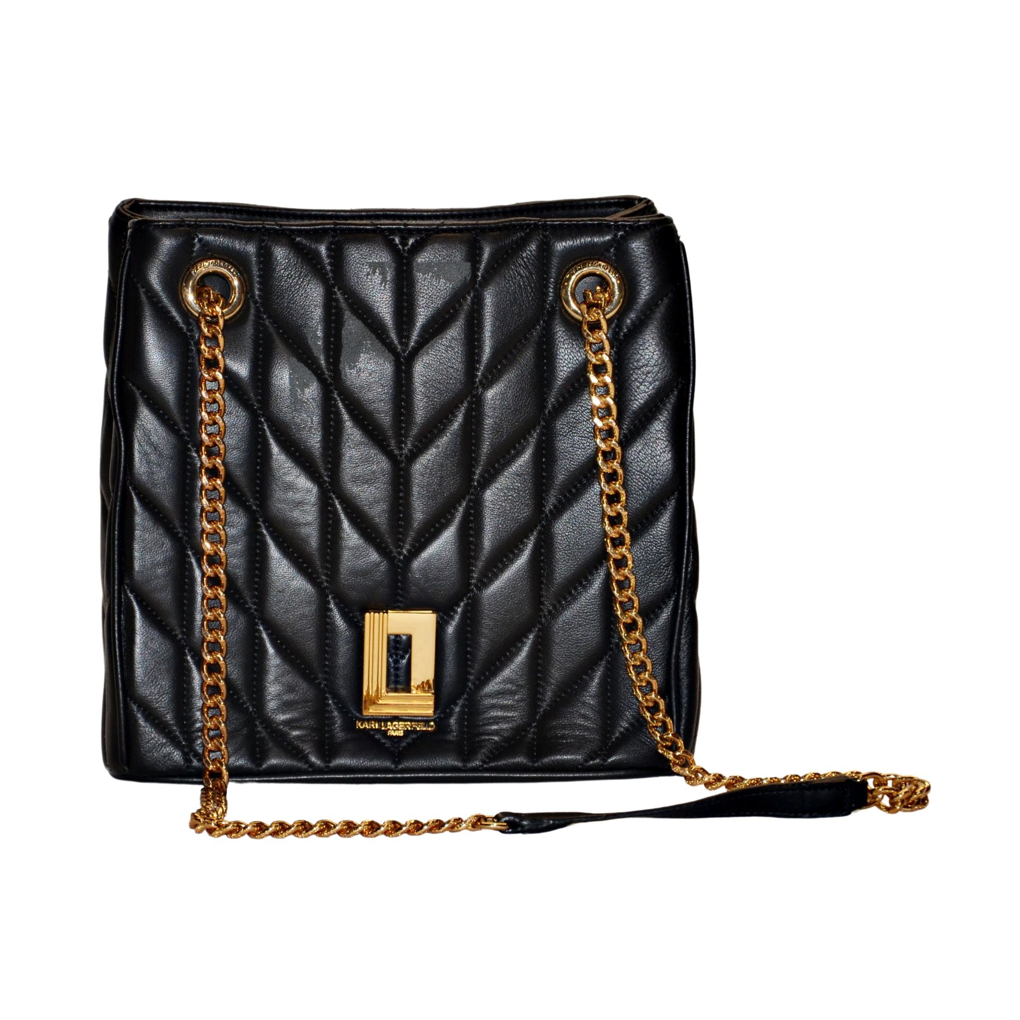 Black quilted shoulder bag best sale