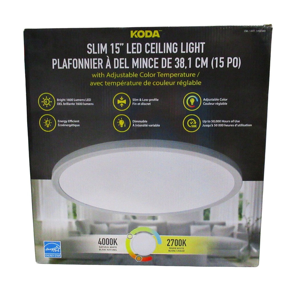 Koda Slim 15 in. LED Ceiling Light with Adjustable Colour