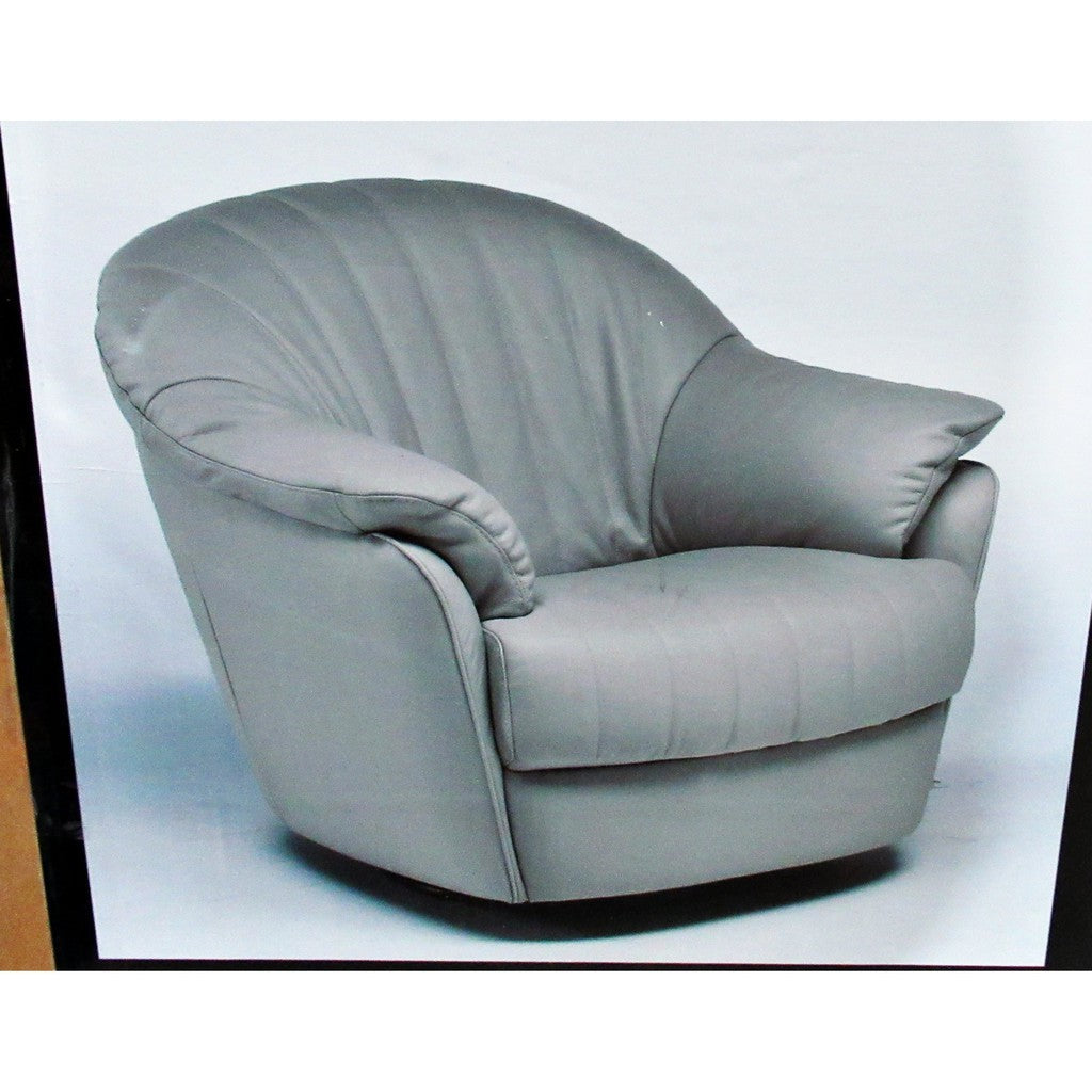Natuzzi Top Grain Leather Swivel Rocking Chair Grey – Liquidation
