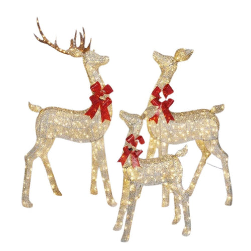 Reindeer Family with LED lights Set of 3