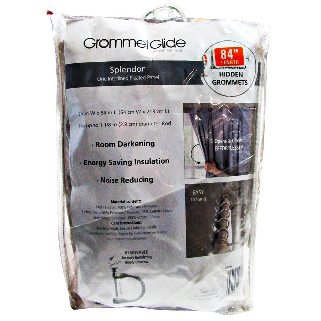 Splendor Grommet Glide Pinch Pleat Lined Curtain Panel 84" Sand