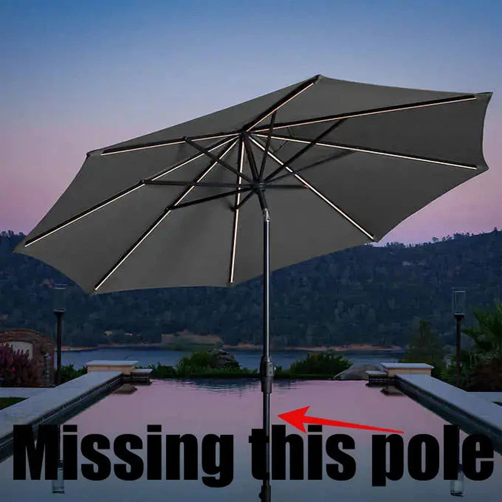 新品Sunvilla 10 'ラウンドソーラーLEDマーケットアンブレラグレー系 Like NEW - Sunvilla 10' GRAY Round Solar LED Market Umbrella