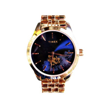 Load image into Gallery viewer, Timex Rose Gold-tone Blue Floral Dial Ladies’ Watch
