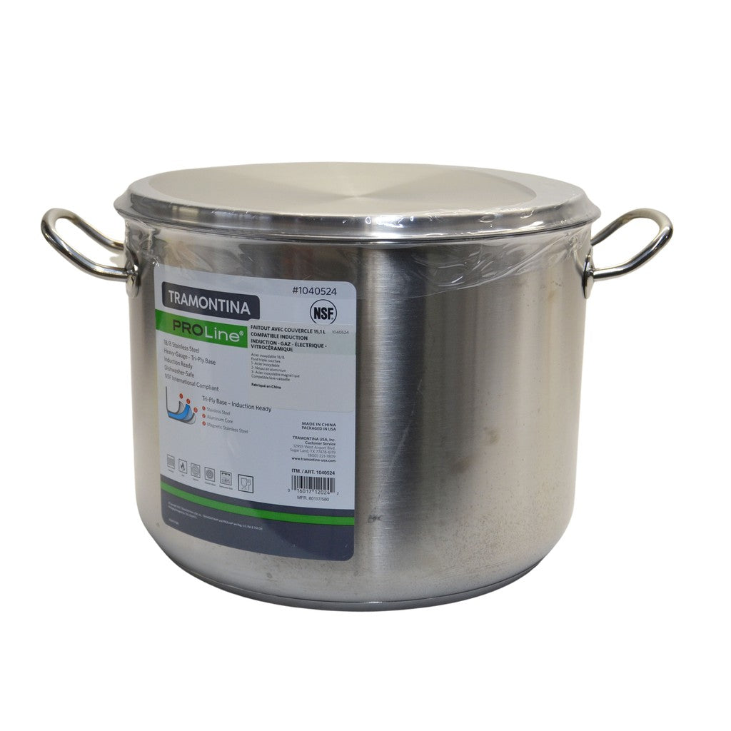 Tramontina Proline 16qt Induction Ready Stock Pot with Lid Liquidation Nation
