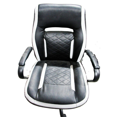 True Innovations Quilted Task Office Chair Black with White Trim