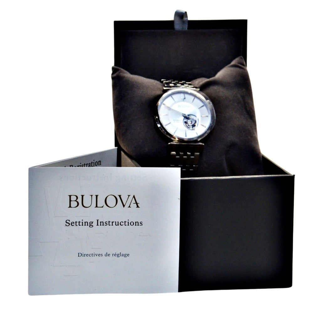 Bulova Men s Classic Regatta Slim Automatic Watch Silver Tone 96A234 Liquidation Nation