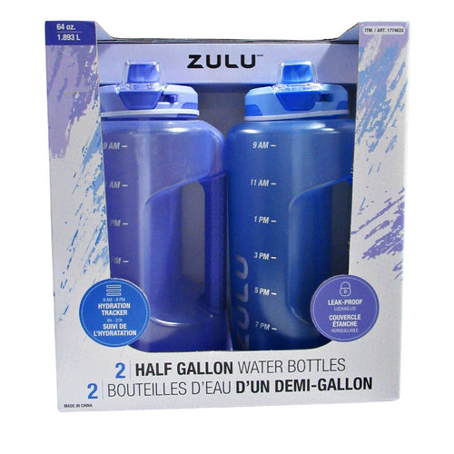 Zulu Half Gallon Water Bottles 2 Pack Blue/Purple