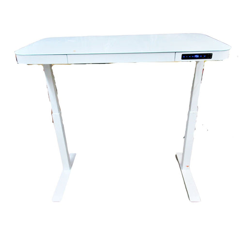 airLIFT Modern Height Adjustable Electric Glass Desk w/ Drawer White