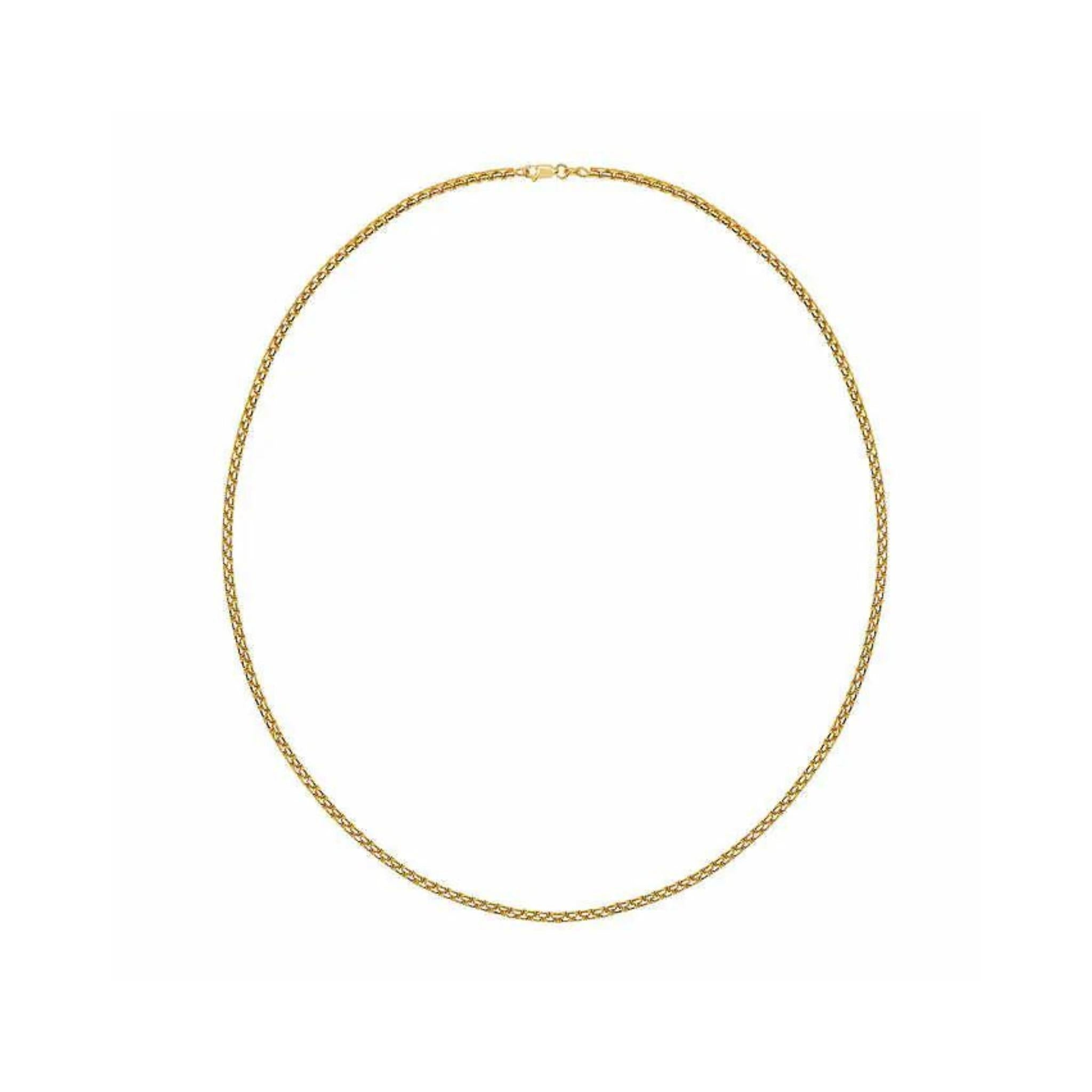 High Polish and Diamond Cut Round Box Chain in Yellow 14K Gold