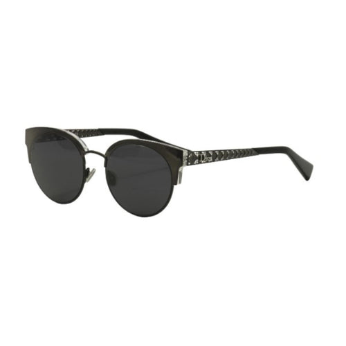 Ladies Safilo x Dior Round Browline Sunglasses - Black/Blue/Gunmetal