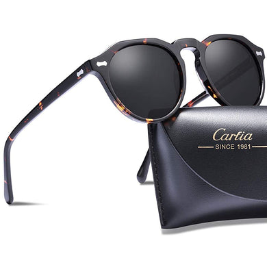 CARFIA Retro Sunglasses, Pure Scratch Resistant Round Polarized Lenses - Womans