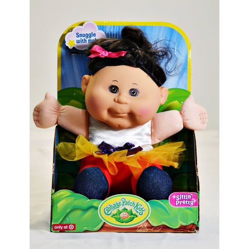 Cabbage Patch Sitting Pretty Doll Brunette Pink Bow Pony 3+