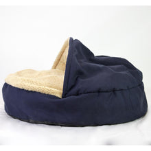 Load image into Gallery viewer, Cave Pet Bed Navy/ Tan Large-Liquidation Store
