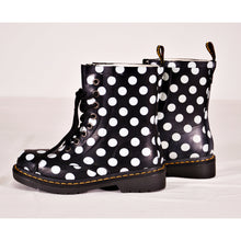Load image into Gallery viewer, Dr. Martens Drench Rubber Boot Black and White Polka Dots (5M) (6L)-Liquidation Store
