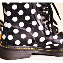 Load image into Gallery viewer, Dr. Martens Drench Rubber Boot Black and White Polka Dots (5M) (6L)
