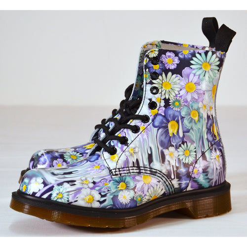 Dr. Martens Pascal Purple Slime Drip Floral Boots Boots 6