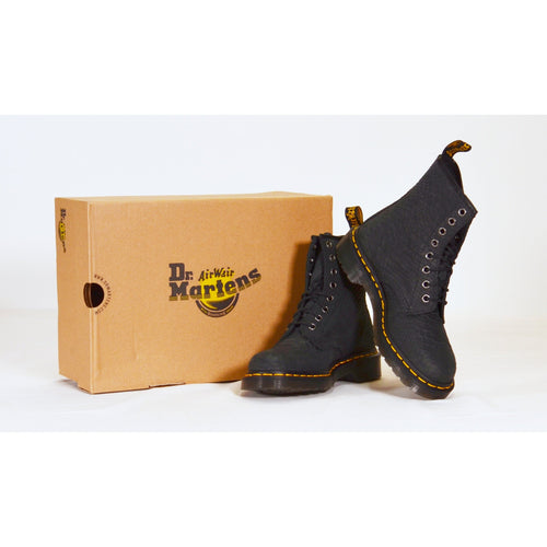 Dr. Martens Unisex Leather Combat Boots - Python - Black - 4M/5L