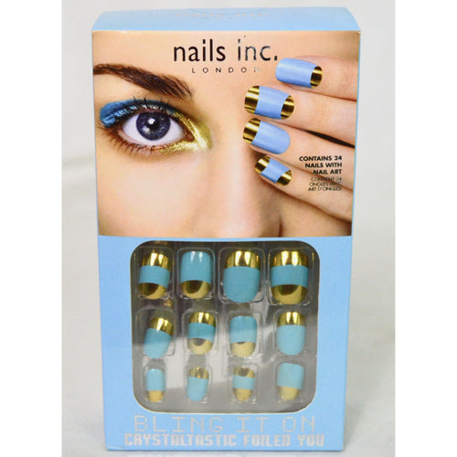 Nails Inc. Crystaltastic Nails Blue and Gold Foil