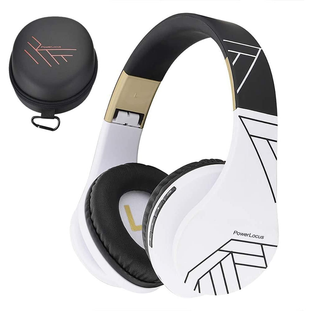 PowerLocus Over Ear Bluetooth Headphones Black White Liquidation Nation