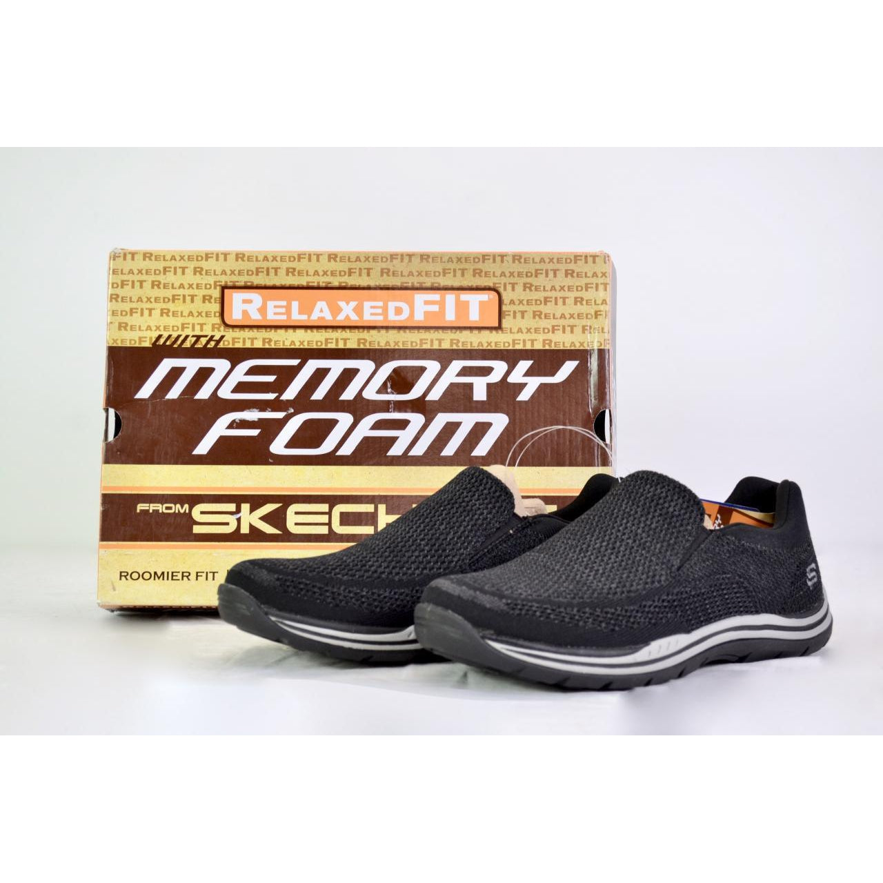 Skechers men's relaxed fit expected gomel knit shoes Clearance