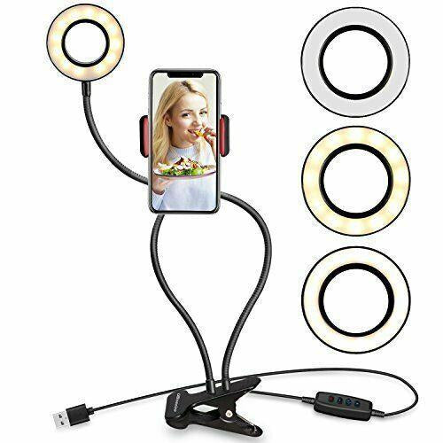 UBeesize Selfie Ring Light with Cell Phone Holder Stand - Black