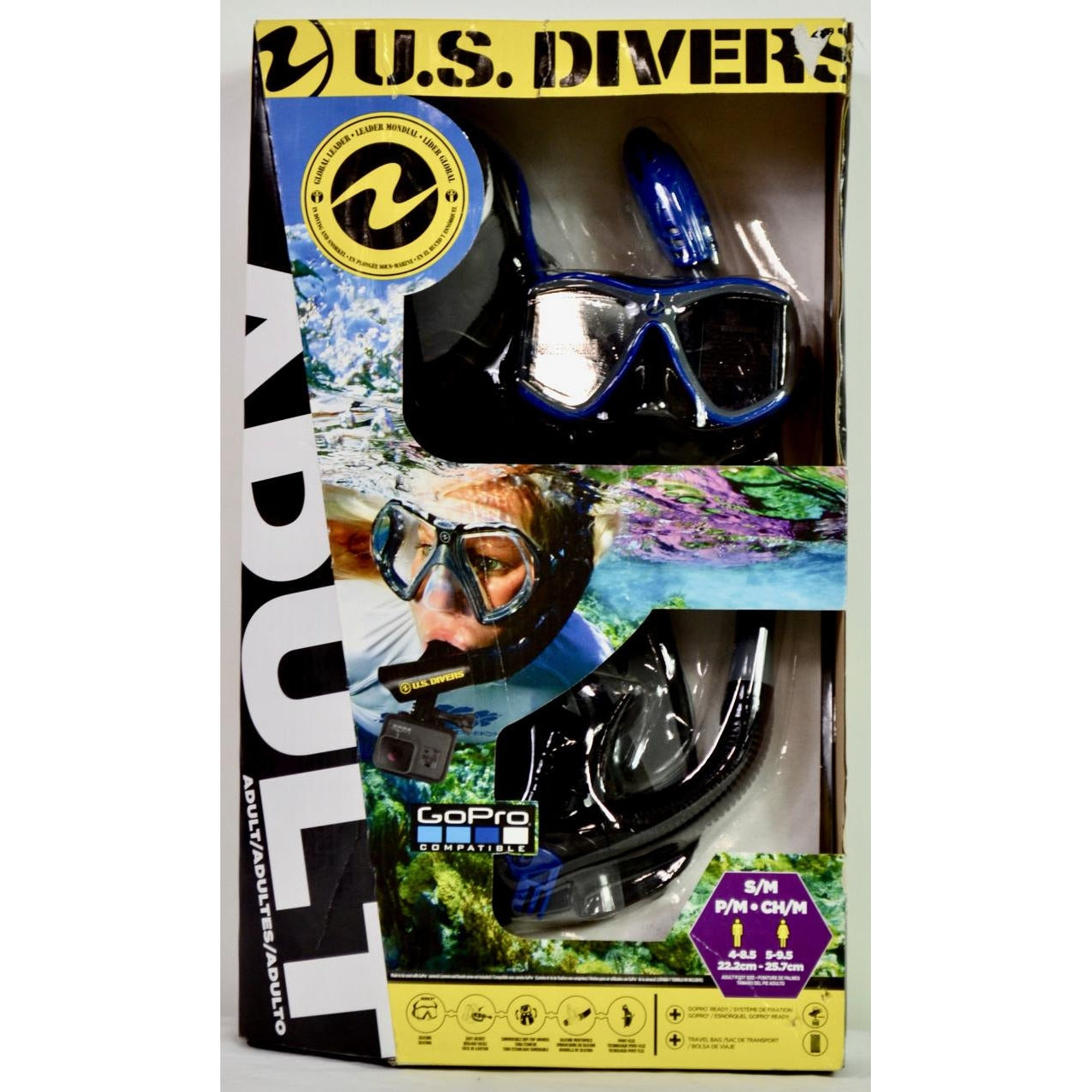 U.S. Divers Go Pro Ready Adult Silicone Snorkel Set S M