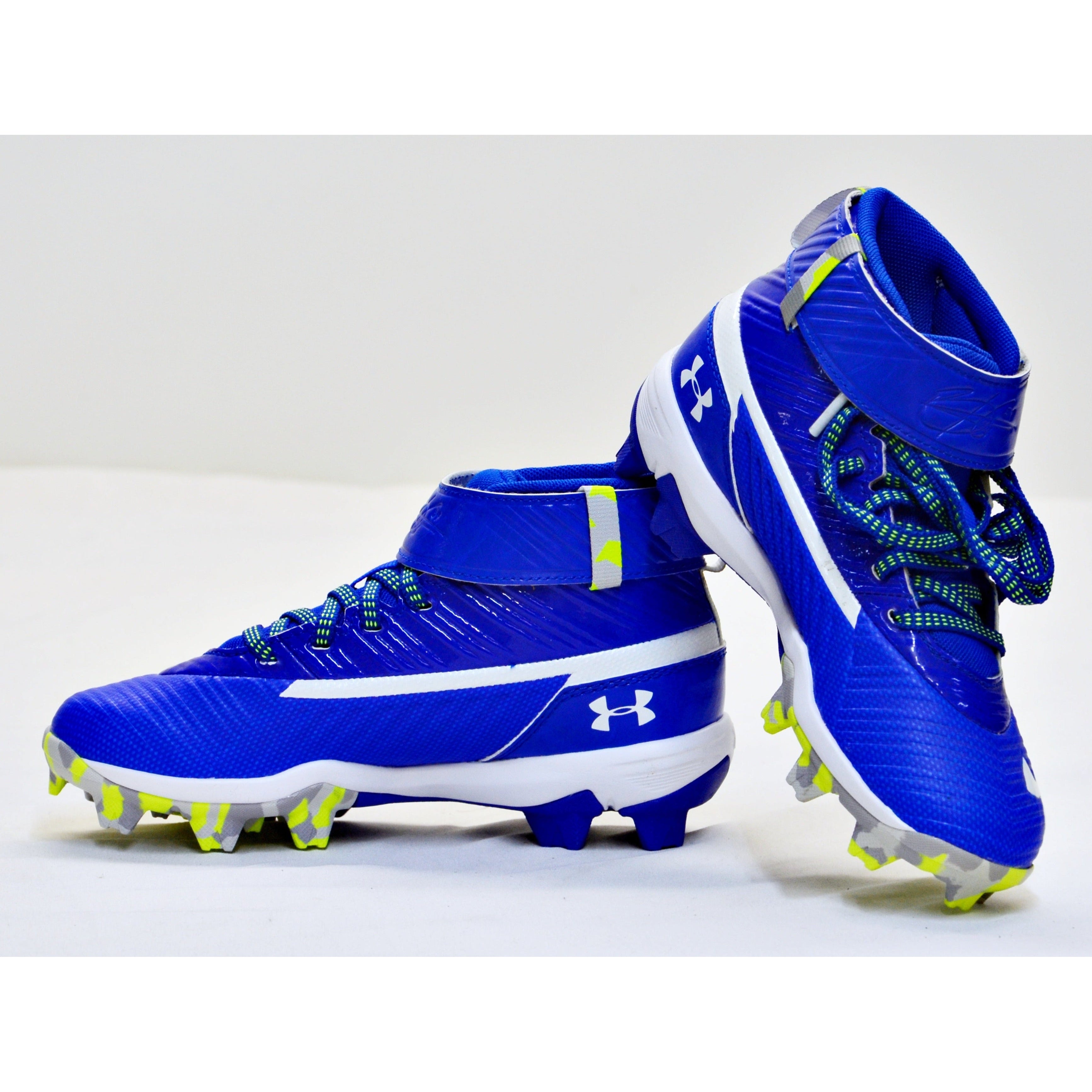 Under Armour Junior UA Harpor 3 Mid RM Cleats Size 1.5 Youth Blue Liquidation Nation