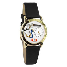 Load image into Gallery viewer, Whimsical Gifts Women&#39;s Classic Doctor Black Leather and Gold-tone Watch
