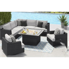 Load image into Gallery viewer, Niko 9-piece Patio Sectional Conversation Set with Fire Table Grey
