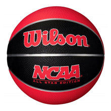 Load image into Gallery viewer, Wilson NCAA Mini Rubber Basketball - Black, Red, Silver
