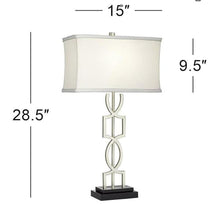 Load image into Gallery viewer, 360 Lighting Evan Modern Table Lamps 2-PK USB charging - Brushed Nickel Silver/Black
