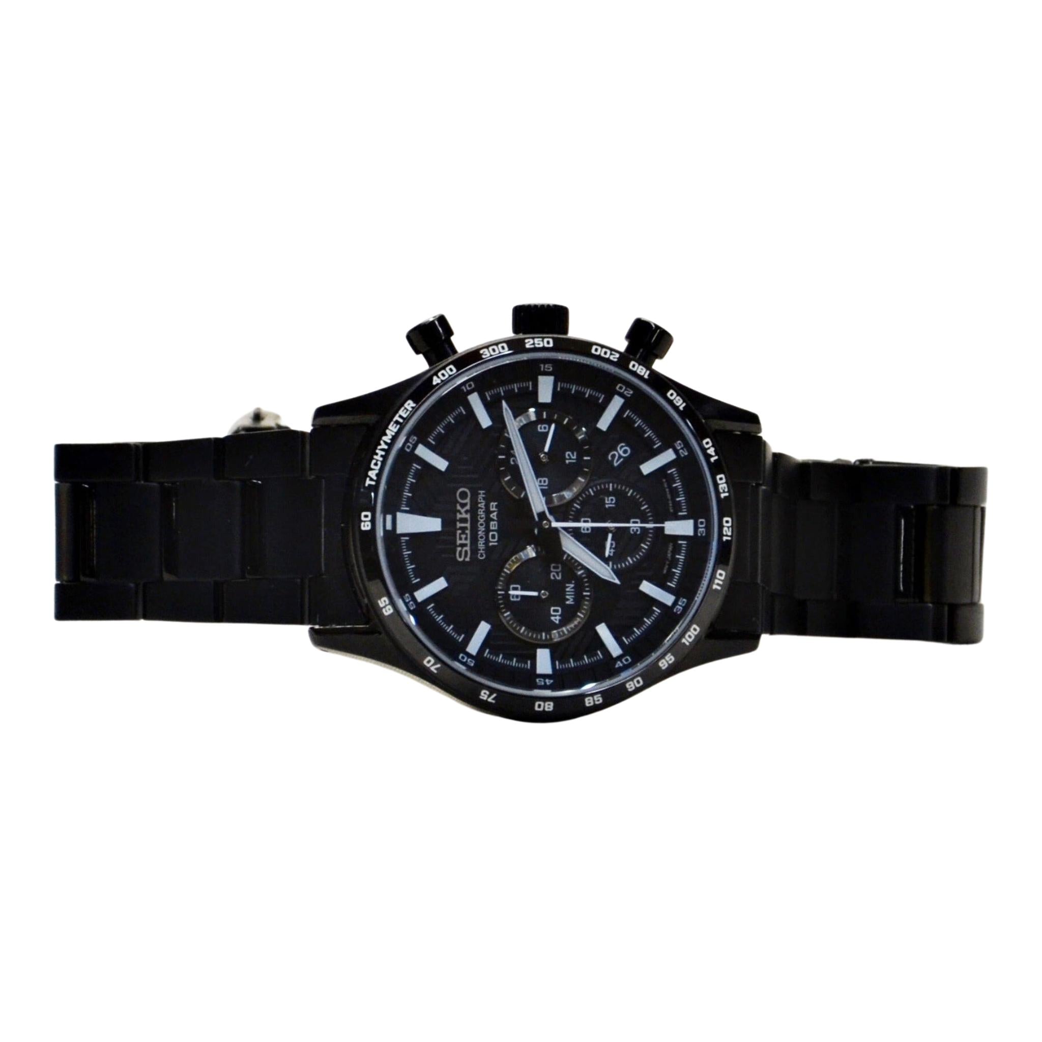 Seiko black metal watch sale