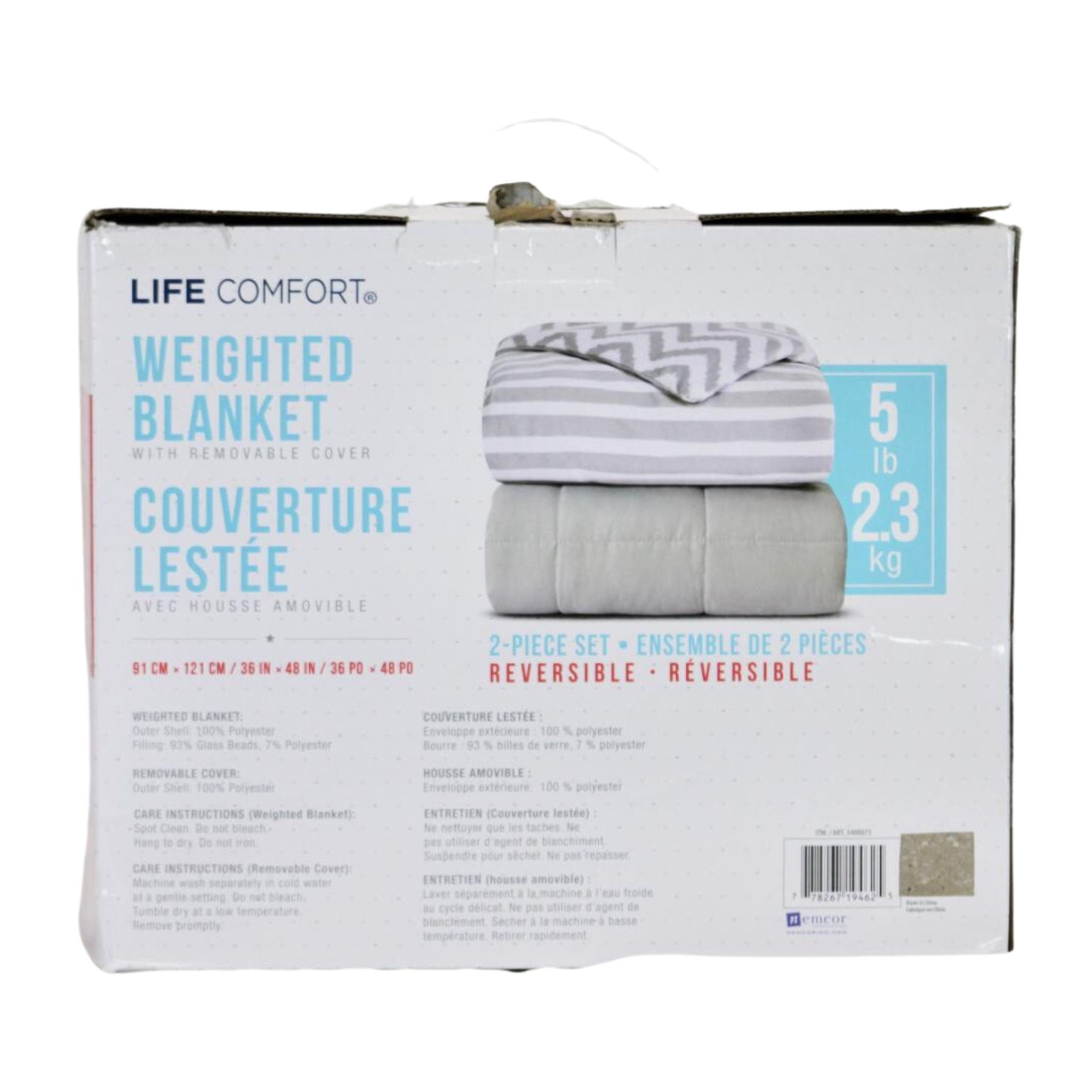 Life Comfort Kids Weighted Blanket w Removable Cover Grey Prints 2.3kg 5lb