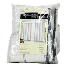Load image into Gallery viewer, Nantucket Ring Top Curtain Panel 96&#39;&#39; Light Beige &amp; Black Stripe
