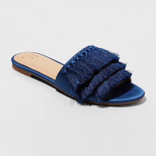 A New Day Women's Benetta Tassel Slide Sandals Navy Blue 7