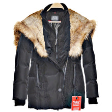 Load image into Gallery viewer, ATELIER NOIR CARLA Rabbit Fur Trim Down Coat Jacket Parka Small Black-Liquidation
