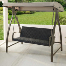 Load image into Gallery viewer, Agio Cameron Woven Patio Swing with Fabric Canopy Tan
