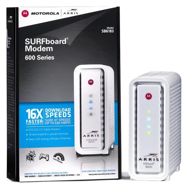 Motorola Arris Surfboard DOCSIS 3.0 Cable Modem (SB6183) - White ...