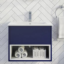 Load image into Gallery viewer, Art Bathe Vanity in Blue with Ceramic Top White - Rectangular White Basin
