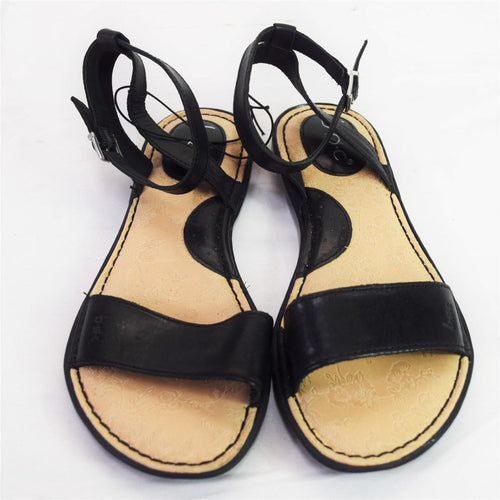 BOC Women's Leather Adjustable Strap Sandals Black 8